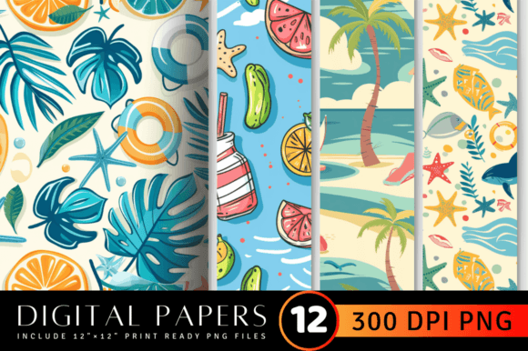 Beach Time Digital Paper Backgrounds: Your Creative Toolkit