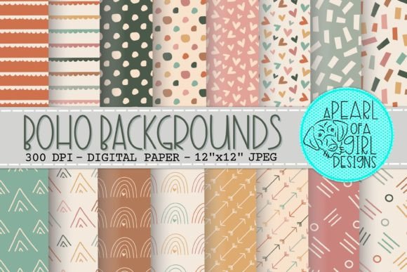 Boho Backgrounds Digital Paper: Adding Soft Rainbows to Your Projects