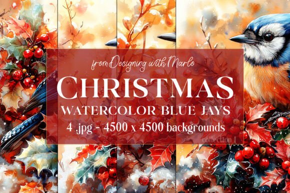 Christmas Blue Jay Backgrounds, S1: Festive Backdrops