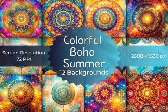 Colorful Boho Summer Backgrounds: A Burst of Digital Energy