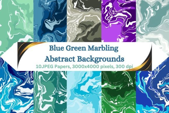 Elevate Your Brand with Blue Green Marbling Abstract Backgrounds