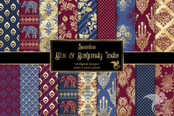 Elevate Your Projects with Rich Blue and Burgundy India Backgrounds