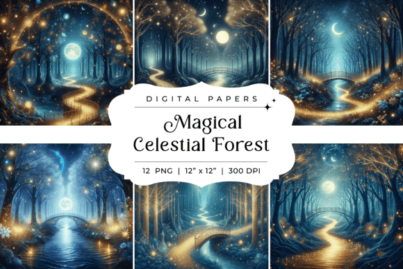 Enchant Your Designs with Magical Celestial Forest Backgrounds