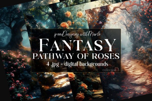 Enchanting Pathways: Fantasy Roses on the Path Backgrounds 3