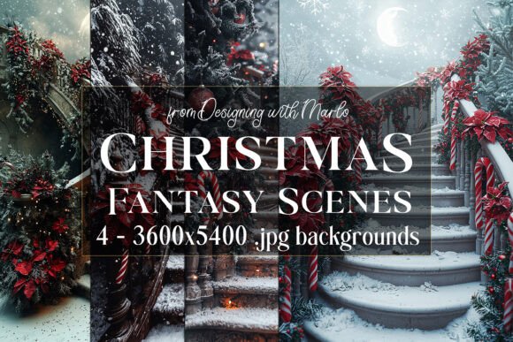 Fantasy Christmas Scene Backgrounds 2: Elevate Your Holiday Designs