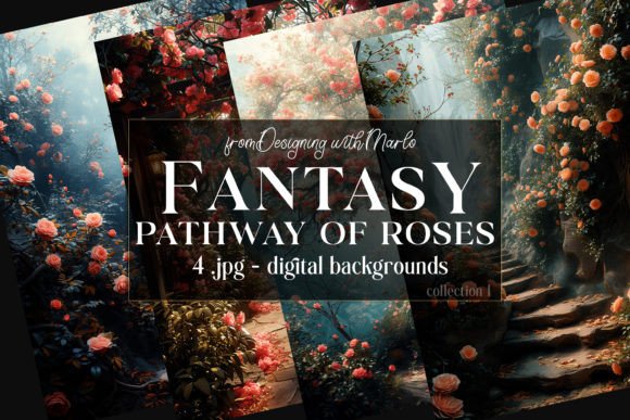Fantasy Roses on the Path Backgrounds 1