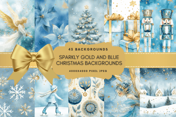 Gold and Blue Christmas Backgrounds for Festive Design