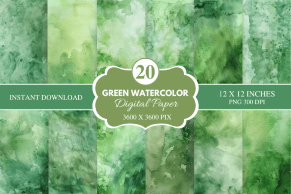 Green Watercolor Backgrounds Bundle: Elevate Your Design Assets