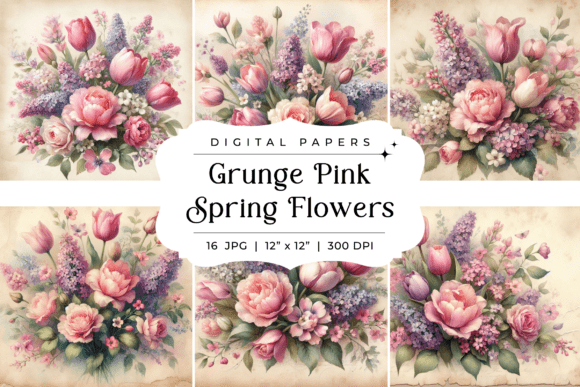 Grunge Pink Spring Flowers Backgrounds: A Vintage Design Guide