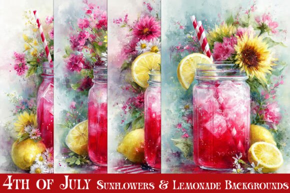 July 4th Summer Lemonade Backgrounds S4 for Your Crafts