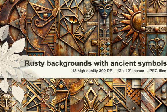 Rusty Backgrounds with Ancient Symbols: A Design Journey