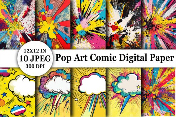 Unleash Creative Energy with Pop Art Comic Digital Paper Backgrounds